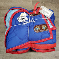 Hvy Quilt Stable Blanket, 1 chest strap *vgc, older, mnr hair, stains, slices, sm holes, puckers
