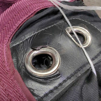 Nylon Stable Sheet - Blanket, 2 legs, 1 Front Strap only *gc/fair, clean, cracked reinforcements, older
