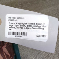 Nylon Stable Sheet, 2 legs *vgc, clean, older, peeling trim, stains, frayed edges
