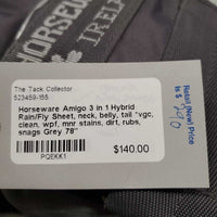 3 in 1 Hybrid Rain/Fly Sheet, neck, belly, tail *vgc, clean, wpf, mnr stains, dirt, rubs, snags
