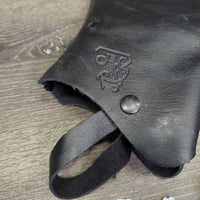 Leather Half Chaps, Back Zips, Fancy Charm Chains, Conchos, Velvet Bag: replacement straps, allen wrench, Brochure *like new, mnr dents & rubs
