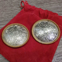 Leather Half Chaps, Back Zips, Fancy Charm Chains, Conchos, Velvet Bag: replacement straps, allen wrench, Brochure *like new, mnr dents & rubs
