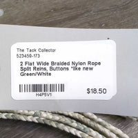 2 Flat Wide Braided Nylon Rope Split Reins, Buttons *like new
