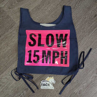 Cotton Pinny: Hi-Vis Road Safety Reflector "Slow 15 MPH" *vgc, mnr hairy, film & faded
