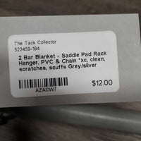 2 Bar Blanket - Saddle Pad Rack Hanger. PVC & Chain *xc, clean, scratches, scuffs