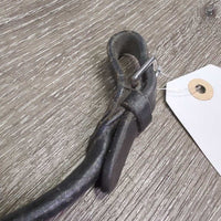 Rolled Leather Pommel Strap, 2x Buckles *gc, dented, scrapes, dry, stiff, dirty
