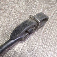 Rolled Leather Pommel Strap, 2x Buckles *gc, dented, scrapes, dry, stiff, dirty
