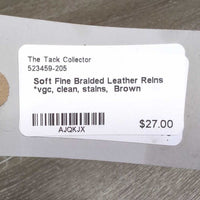 Soft Fine Braided Leather Reins *vgc, clean, stains
