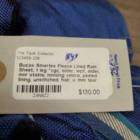 Fleece Lined Rain Sheet, 1 leg *vgc, older, wpf, older, mnr stains, missing velcro, peeled lining, unstitched, hair, v. mnr tear
