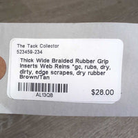 Thick Wide Braided Rubber Grip Inserts Web Reins *gc, rubs, dry, dirty, edge scrapes, dry rubber
