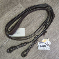 Pr Wide Leather German Martingale Reins ONLY, buckles *vgc/xc, clean, stiff, scraped edges, film?stains
