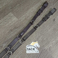 Pr Wide Leather German Martingale Reins ONLY, buckles *vgc/xc, clean, stiff, scraped edges, film?stains
