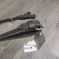 Pr Wide Leather German Martingale Reins ONLY, buckles *vgc/xc, clean, stiff, scraped edges, film?stains
