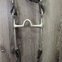Rolled Leather & Metal Ferrules Headstall, Split Reins, 4.75" Curb Bit, Chain *vgc, clean, stiff
