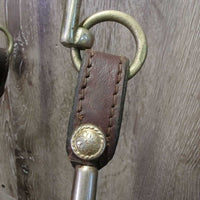 Rolled Leather & Metal Ferrules Headstall, Split Reins, 4.75" Curb Bit, Chain *vgc, clean, stiff
