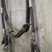 Rolled Leather & Metal Ferrules Headstall, Split Reins, 4.75" Curb Bit, Chain *vgc, clean, stiff
