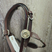 Rolled Leather & Metal Ferrules Headstall, Split Reins, 4.75" Curb Bit, Chain *vgc, clean, stiff
