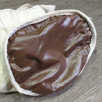 Hvy Canvas Feed Bag *gc, older? mnr dirt, stains, threads & oat residue, velcro crown
