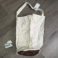 Hvy Canvas Feed Bag *gc, older? mnr dirt, stains, threads & oat residue, velcro crown

