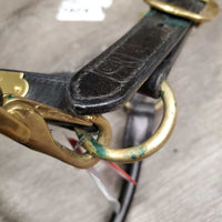 Hvy Double Stitch Leather Halter, "2008 Parkland Dressage Festival" nameplate *xc, older, oxidization, stiff
