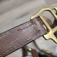 Triple Stitch Leather Halter, adj, snap *vgc, older?, dry, mnr dirt, scrapes, cracking edges, oxidization
