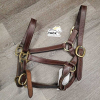 Triple Stitch Leather Halter, adj, snap *vgc, older?, dry, mnr dirt, scrapes, cracking edges, oxidization
