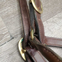 Triple Stitch Leather Halter, adj, snap *vgc, older?, dry, mnr dirt, scrapes, cracking edges, oxidization
