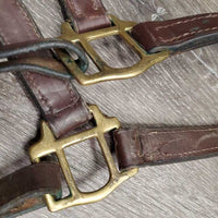 Triple Stitch Leather Halter, adj, snap *vgc, older?, dry, mnr dirt, scrapes, cracking edges, oxidization
