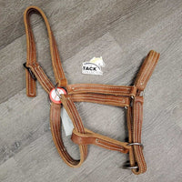 Hvy Leather Double Stitch Leather Halter, Slip Nose *xc/like new, mnr scrapes, film, rubs & stains
