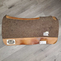 1.5" Thick Felt Western Saddle Pad, leather trim *gc, dirt, stains, rubs, clumpy, sweat residue