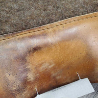 1.5" Thick Felt Western Saddle Pad, leather trim *gc, dirt, stains, rubs, clumpy, sweat residue
