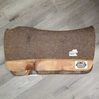 1.5" Thick Felt Western Saddle Pad, leather trim *gc, dirt, stains, rubs, clumpy, sweat residue