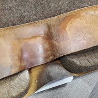 1.5" Thick Felt Western Saddle Pad, leather trim *gc, dirt, stains, rubs, clumpy, sweat residue