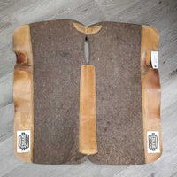 1.5" Thick Felt Western Saddle Pad, leather trim *gc, dirt, stains, rubs, clumpy, sweat residue
