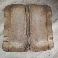 1.5" Thick Felt Western Saddle Pad, leather trim *gc, dirt, stains, rubs, clumpy, sweat residue
