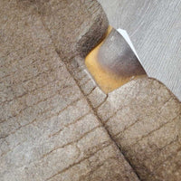 1.5" Thick Felt Western Saddle Pad, leather trim *gc, dirt, stains, rubs, clumpy, sweat residue