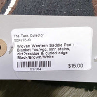Woven Western Saddle Pad - Blanket *xc/vgc, mnr stains, dirt?residue & curled edge
