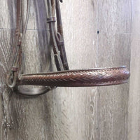 Braided Bridle; Browband & Noseband *gc, clean, creases, older, mnr dirt , Bobbys Tack Rubber Reins *xc, clean
