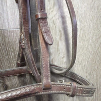 Braided Bridle; Browband & Noseband *gc, clean, creases, older, mnr dirt , Bobbys Tack Rubber Reins *xc, clean
