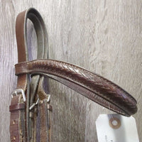 Braided Bridle; Browband & Noseband *gc, clean, creases, older, mnr dirt , Bobbys Tack Rubber Reins *xc, clean
