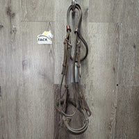 Braided Bridle; Browband & Noseband *gc, clean, creases, older, mnr dirt , Bobbys Tack Rubber Reins *xc, clean
