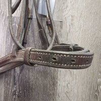 Braided Bridle; Browband & Noseband *gc, clean, creases, older, mnr dirt , Bobbys Tack Rubber Reins *xc, clean
