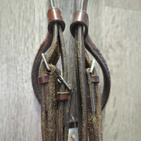 Braided Bridle; Browband & Noseband *gc, clean, creases, older, mnr dirt , Bobbys Tack Rubber Reins *xc, clean
