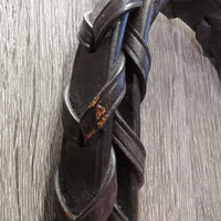 Flat Wide Hvy Duty Bridle, Thick Wide Braided Reins *xc, clean & mnr dirt, creases, scrapesdents & stain, older?
