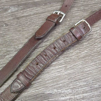 Flat Leather Adj Breastplate, 2 Snaps *gc, dirt, older, stiff, dry, dents, stains, creases
