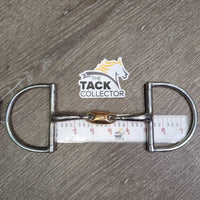 Thin French Link Hunter D Ring Bit, center Lozenge *gc, scratches, stains, dirt
