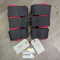 Short Noeprene Skid Boots, velcro *gc, clean, older, rubs, pills, slice, hairy velcro, stains, scrapes, scratches
