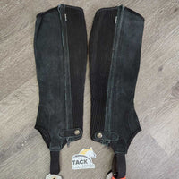 Hvy Suede Half Chaps *vgc/gc, clean, faded, rubs, dents, stains
