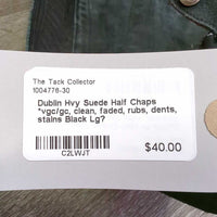 Hvy Suede Half Chaps *vgc/gc, clean, faded, rubs, dents, stains
