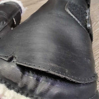 Closed Boots, velcro *gc/fair, clean, rubs, clumpy, stains, hairy, sm slices & threads, hairy velcro, unstitched
